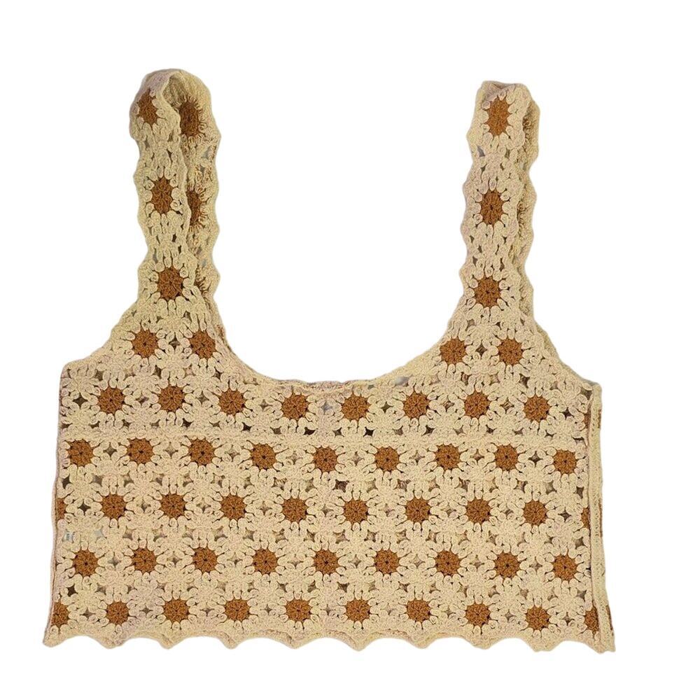 Le Lis Taupe/Tan Sleeveless Multi Crochet Tank - Picture 2 of 4